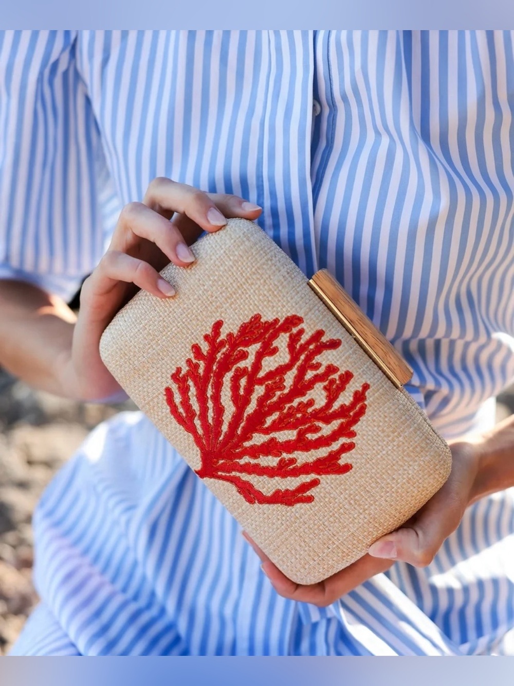 Anthropologie × Shiraleah "Under the Sea" Coral Minaudière Clutch Purse